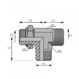 Run Tee male ORFS – adjustable metric male with O-ring. (TMO..MOM..RB)